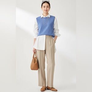 Cable & Gauge Knit Sweater Vest Classic Minimalist Blue Shell Top for Layering